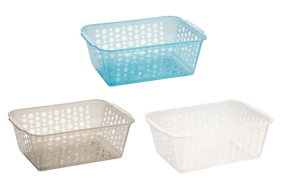 Large Rectangular Slotted Plastic Storage Baskets, 14.75x9.875x5.375 in (3 ct)