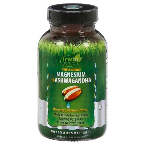 Irwin Naturals Triple Source Magnesium Ashwagandha Liquid Soft Gels