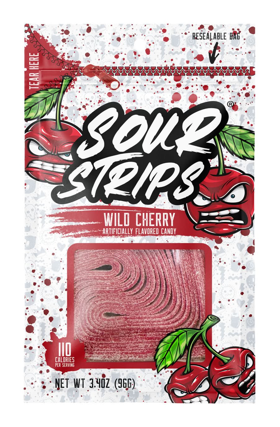 Sour Strips Candy, Wild Cherry (3.4 oz)