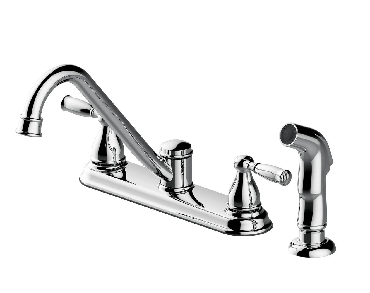 Project Source Brice Chrome Single Handle Kitchen Faucet (Deck Plate and Side Spray Included) | 67686-1001