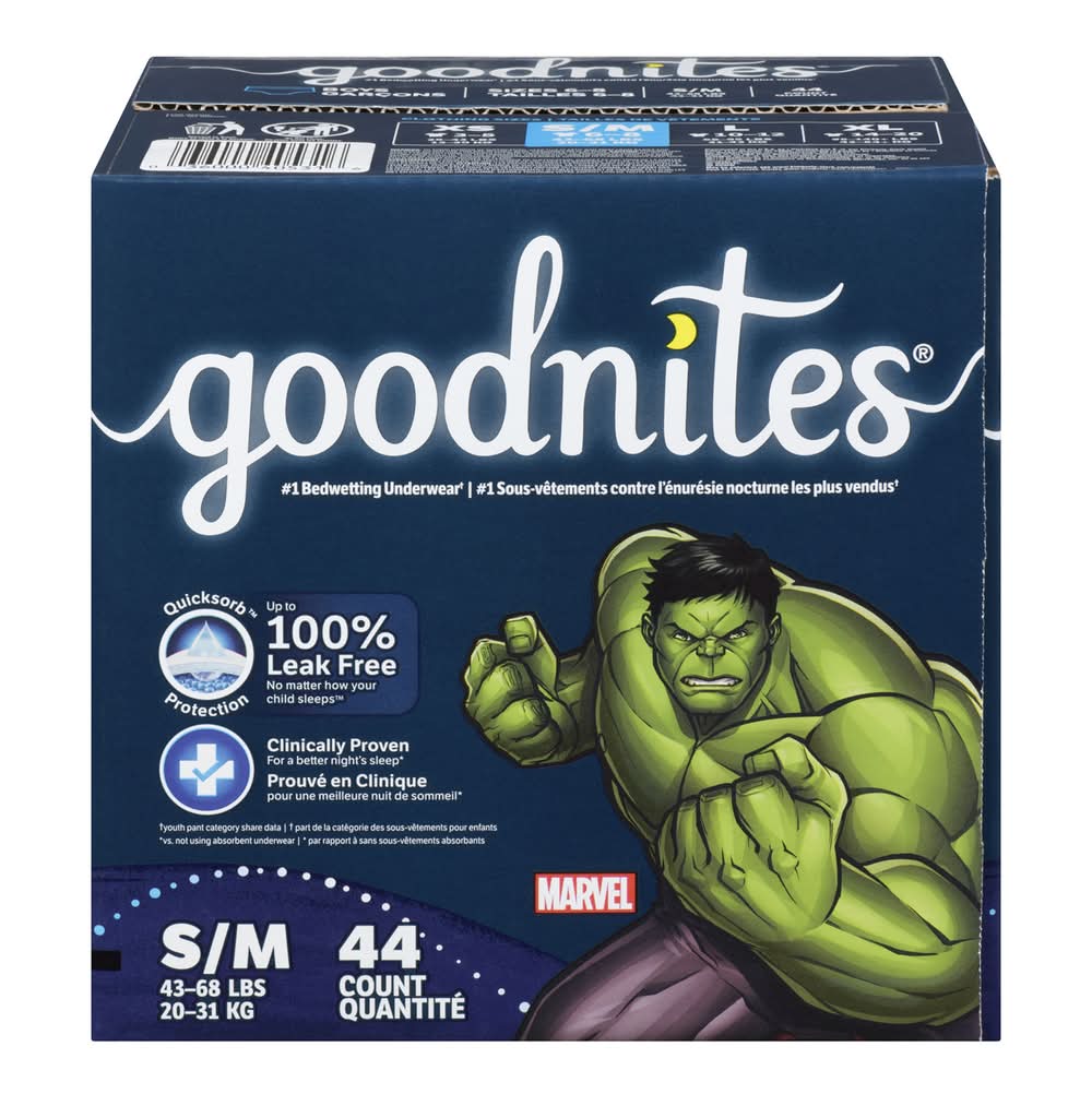 GoodNites sous vêtements de nuit pour garçons 20-31 kg - boys nighttime underwear 20-31 kg (44 unités) (s-m)