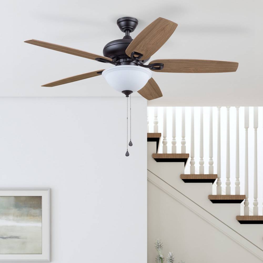 Harbor Breeze Coastal Creek 52-in Bronze with Toffee/Cocoa Blades LED Indoor Ceiling Fan with Light (5-Blade) | 40957