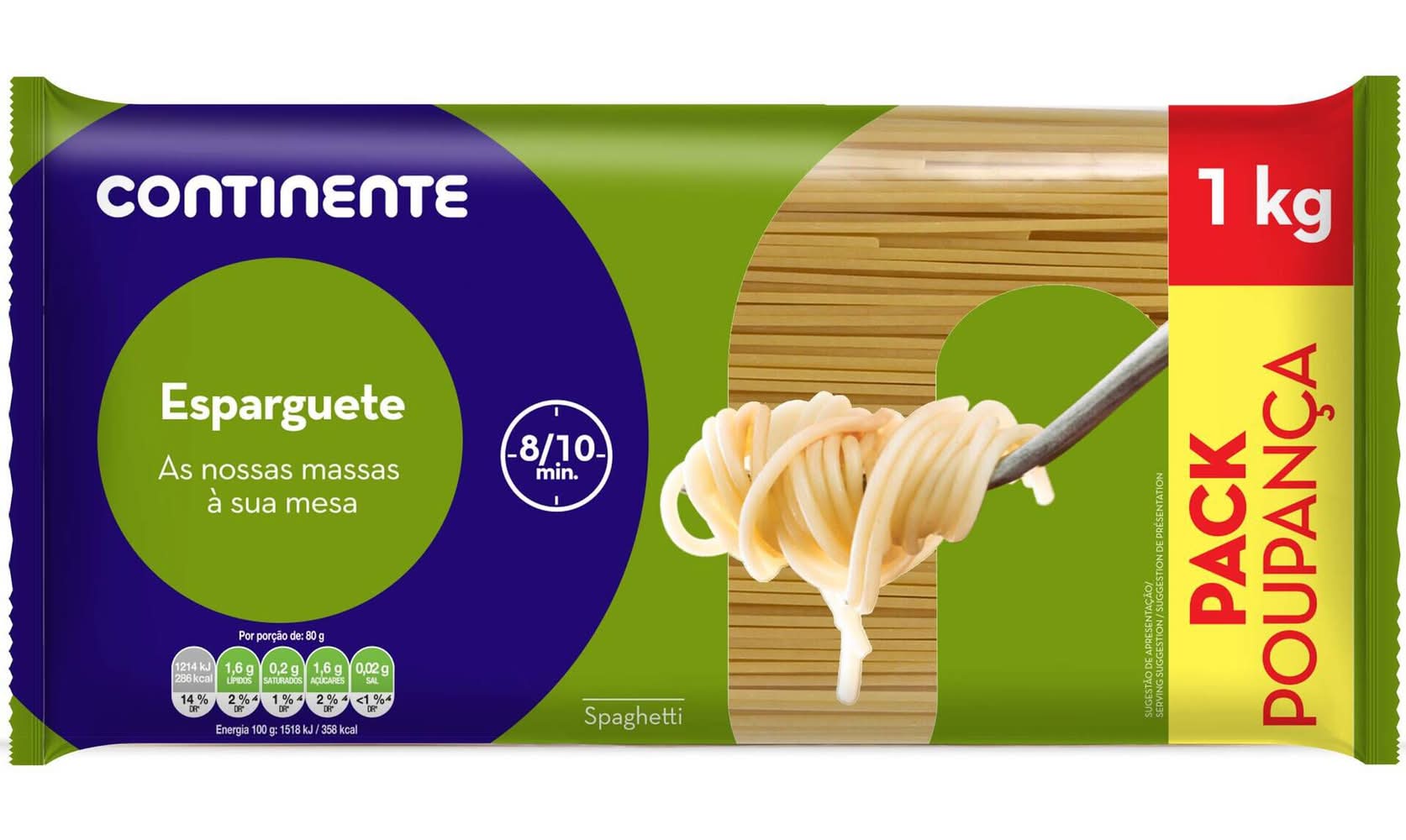 Massa Esparguete Pack Poupança Continente (emb. 1 kg)