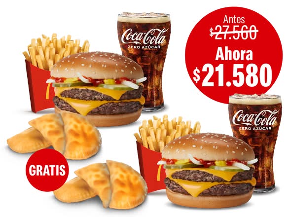 2 McCombos Doble Cuarto de Libra con Queso + 2 Porciones de Empanadas