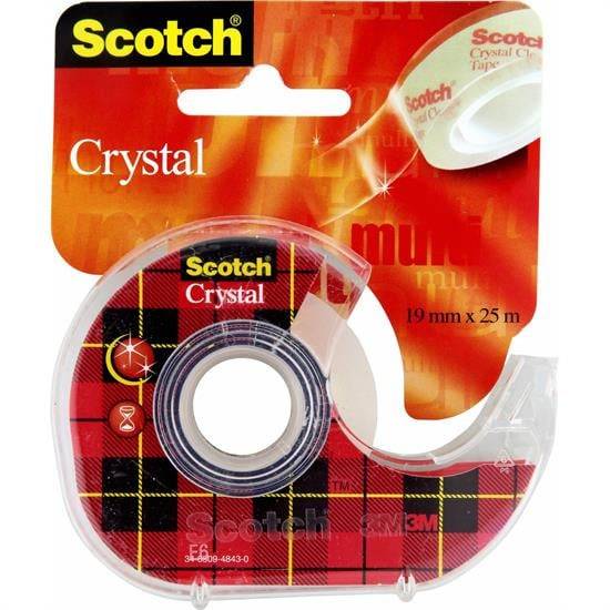 Scotch - Ruban adhésif avec dévidoir crystal, rouleau de 19mm x 25m