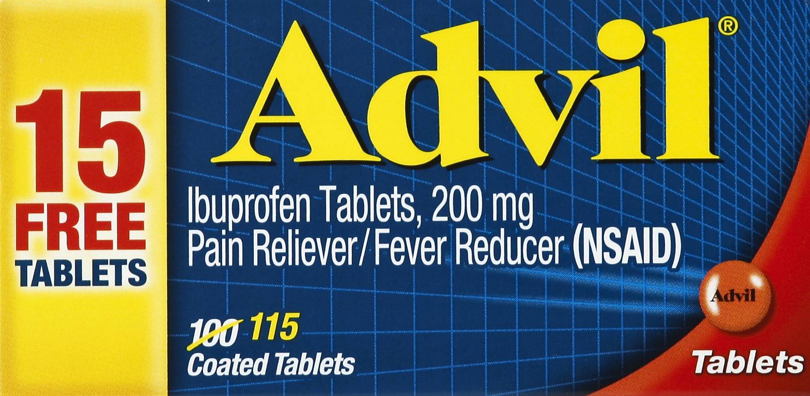 Advil Ibuprofen 200 mg Pain Reliever & Fever Reducer (115 ct)