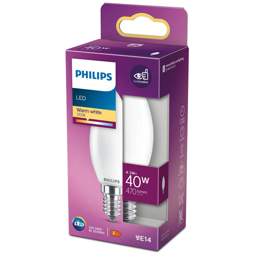 Philips - Ampoule led flamme e14 40w blanc chaud dépolie verre