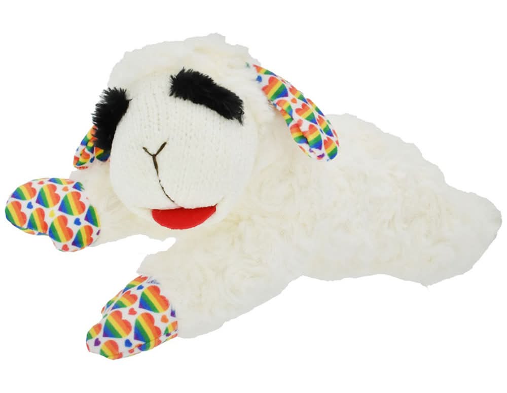 Multipet Rainbow Hearts Lamb Chop Plush Dog Toy (One Size)