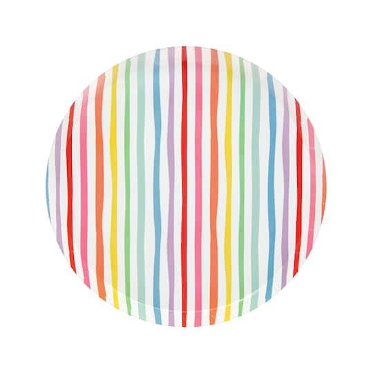 Celebrate It Rainbow Stripe Paper Plates, 9", Assorted (10 ct)