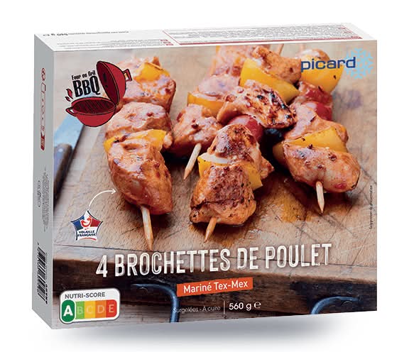 4 brochettes de poulet marinées Tex-Mex