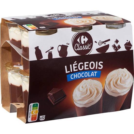 Carrefour Classic' - Dessert liégeois (12 pièces) (chocolat)