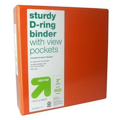 up&up Sturdy D- Ring Binder Clear View Orange