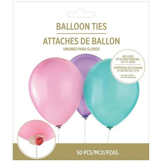 Balloon Ties with Ribbon, 50ct