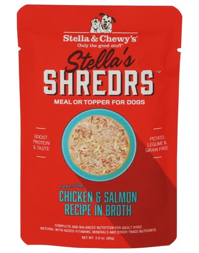 Stella And Chewys Chicken & Salmon Recipe In Broth Stella's Shredrs Meal Or Topper For Dogs