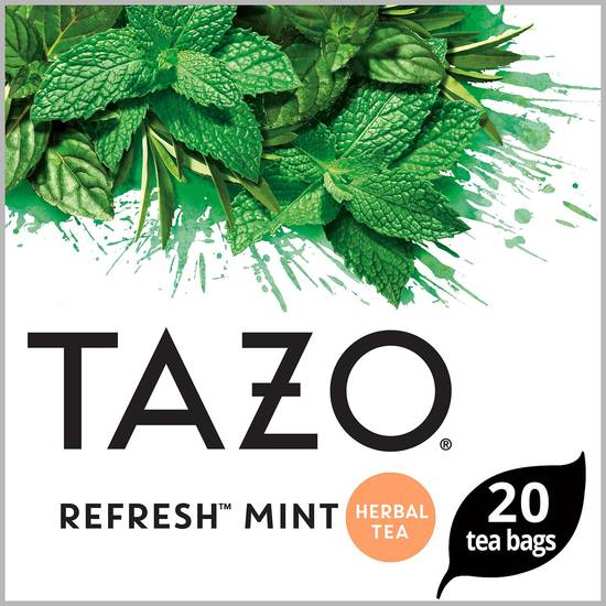 Tazo Herbal Caffeine-Free Refresh Mint Tea Bags For a Refreshing Beverage, 20 Tea Bags