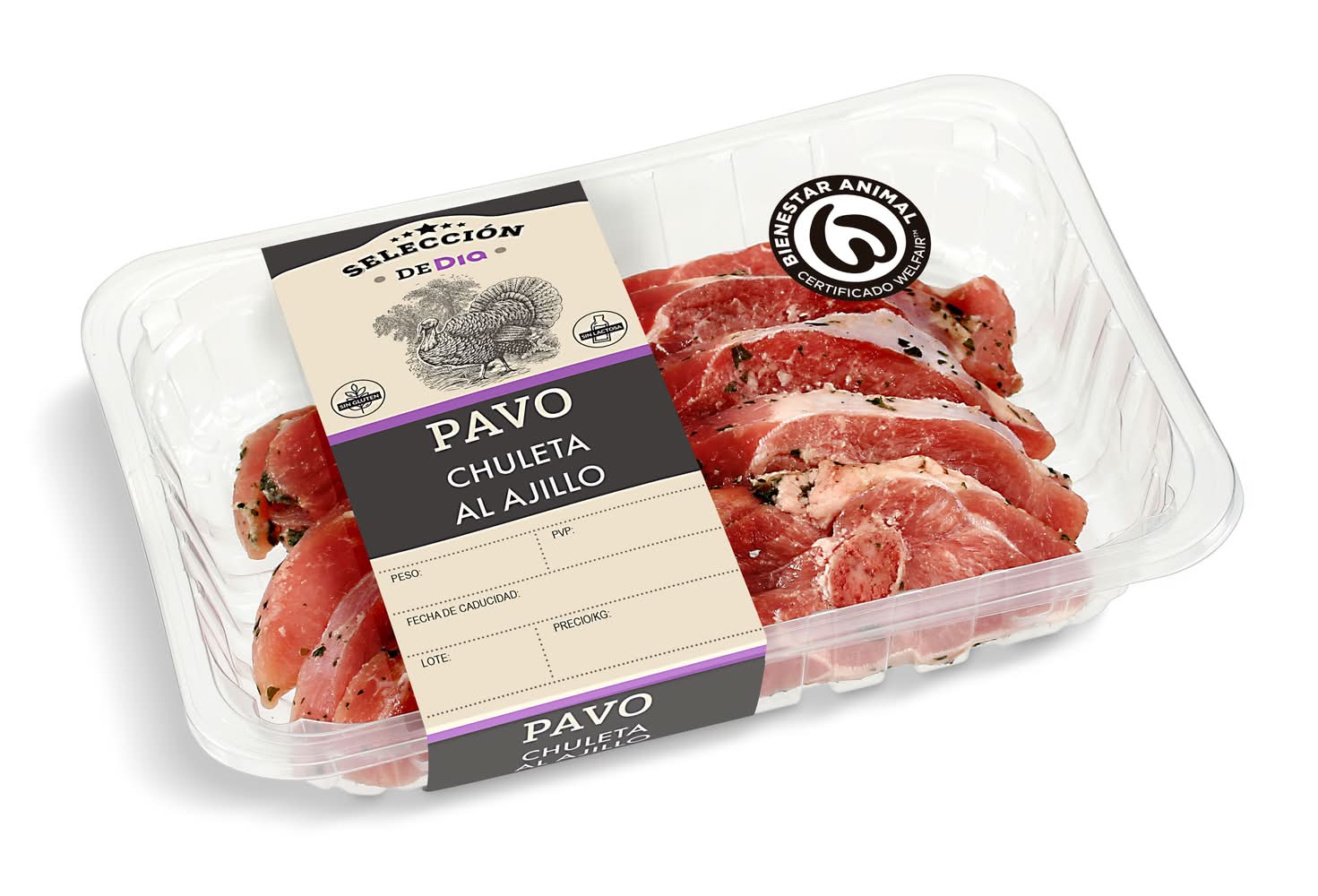 Chuletas De Pavo Al Ajillo Selección De Dia Bandeja 600 G Aprox.