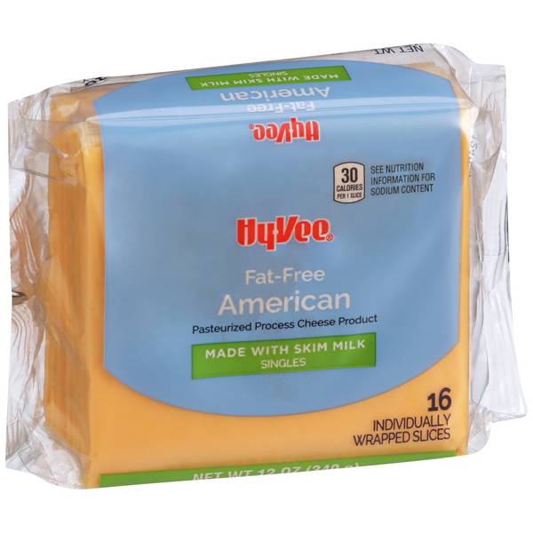 Hy-Vee Singles Fat Free American Pasteurized Process Cheese Product 16Ct