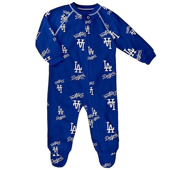 MLB Size 12M Los Angeles Dodgers Long Sleeve Raglan Zip-Up Coverall in Royal
