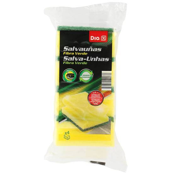 DIA estropajo salvauñas fibra verde paquete 4 uds