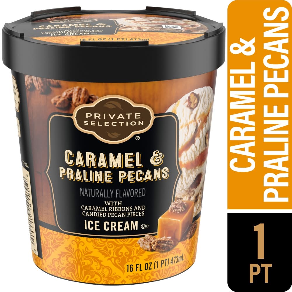Private Selection Ice Cream Pint, Caramel & Praline Pecans (16 oz)