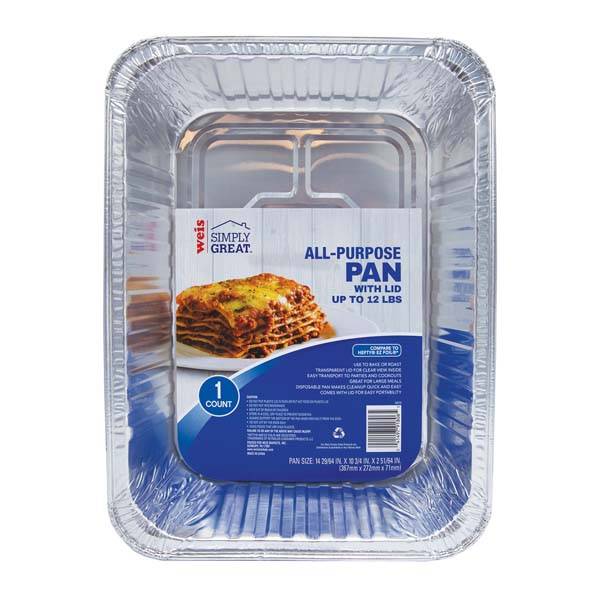 Weis Simply Great Foilware All Purpose Pan Up to 12lb with Lid