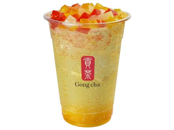 Peach Lychee Sparkling with Rainbow Jelly
