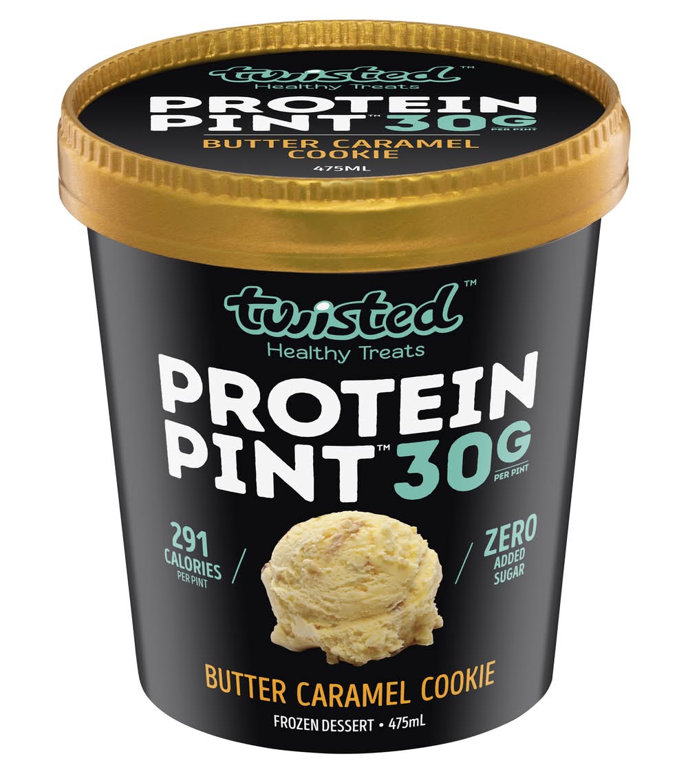 Twisted Healthy Treats Protein Pint Frozen Dessert Ice Cream, Butter Caramel Cookie (475mL)