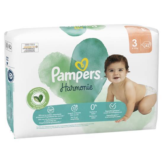 Pampers harmonie couches taille 3, 42 couches, 6kg - 10kg