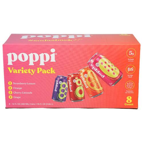 Poppi Variety Pack Prebiotic Soda 8 Pack