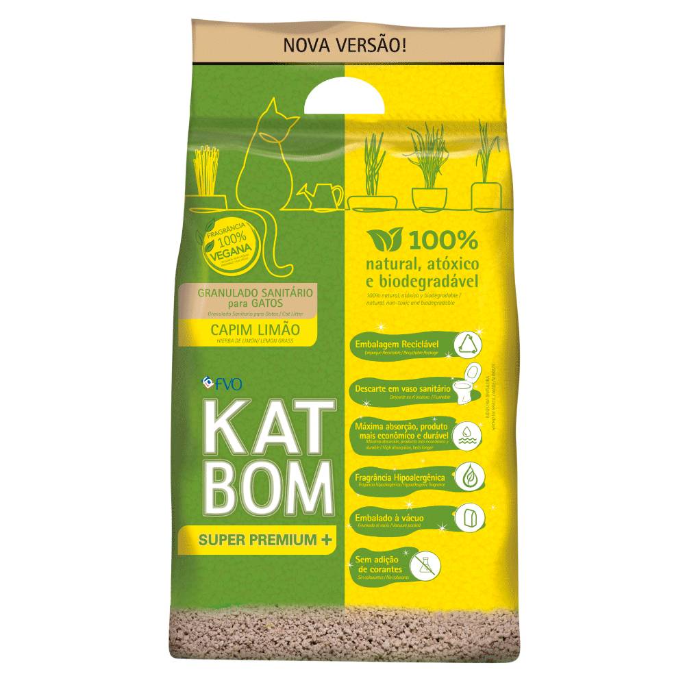 Katbom · Granulado sanitário para gatos com fragrância de capim limão (3 kg)