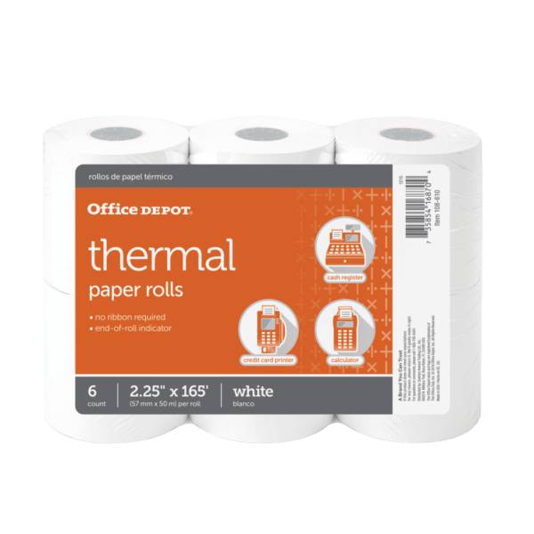 Office Depot Thermal Paper Rolls 2-1/4" X 165 (6 ct)