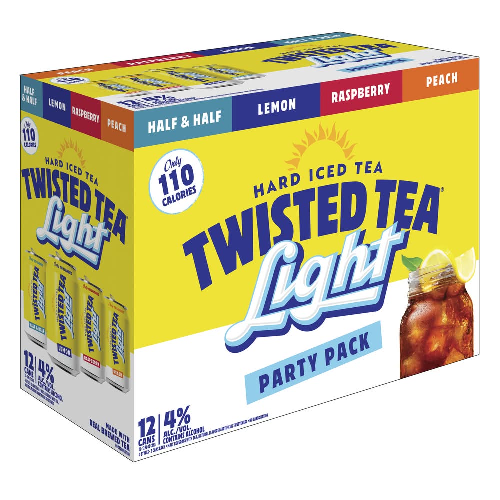 Twisted Tea Light Hard Iced Tea, Half & Half-Lemon-Raspberry-Peach (12 x 12 fl oz)
