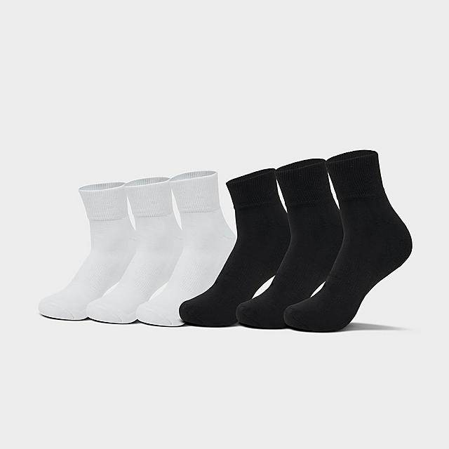 Sonneti Women's Quarter Socks, Medium, White-Black (6 ct)