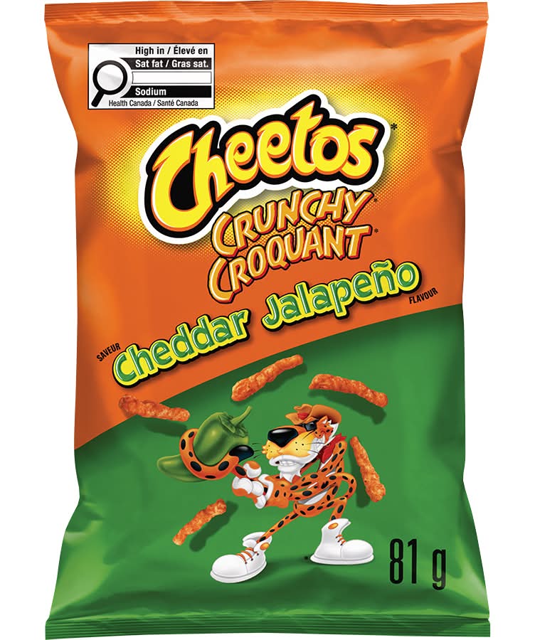 Cheetos grignotines croquantes à saveur de fromage - crunchy cheese flavoured snacks, cheddar jalapeño (81g)