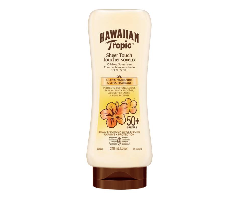 Hawaiian tropic lotion écran solaire toucher soyeux ultra-radieux à fps 50+ de hawaiian tropic offrant une protection à large spectre, 240 ml (lotion à fps 50+, 240 ml) - sheer touch sunscreen lotion spf50+ (240 ml)