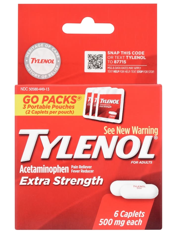 Tylenol Acetaminophen Extra Strength Pain Reliever Caplets (6 ct)