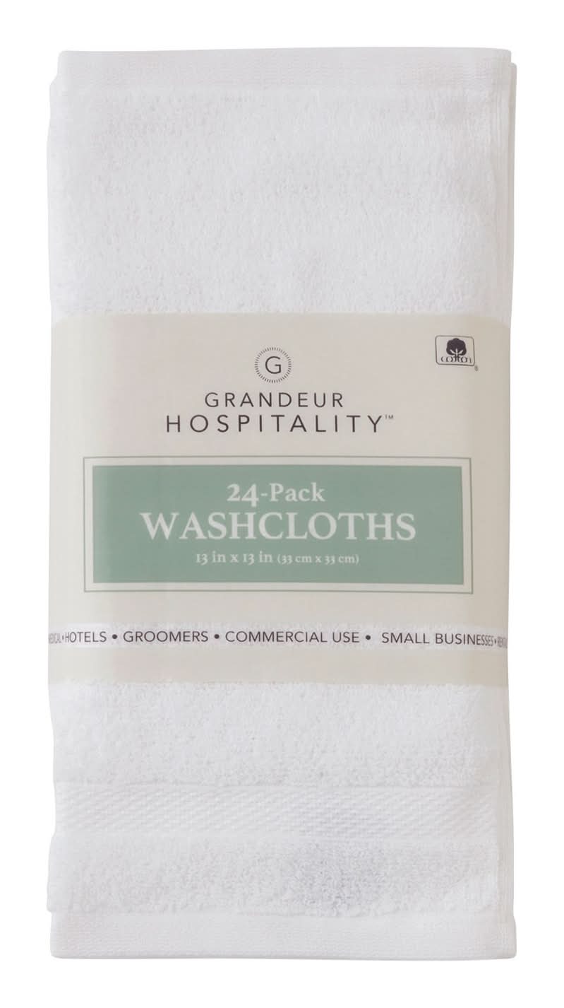 Grandeur Hospitality Towels Washcloth, White (24 ct)