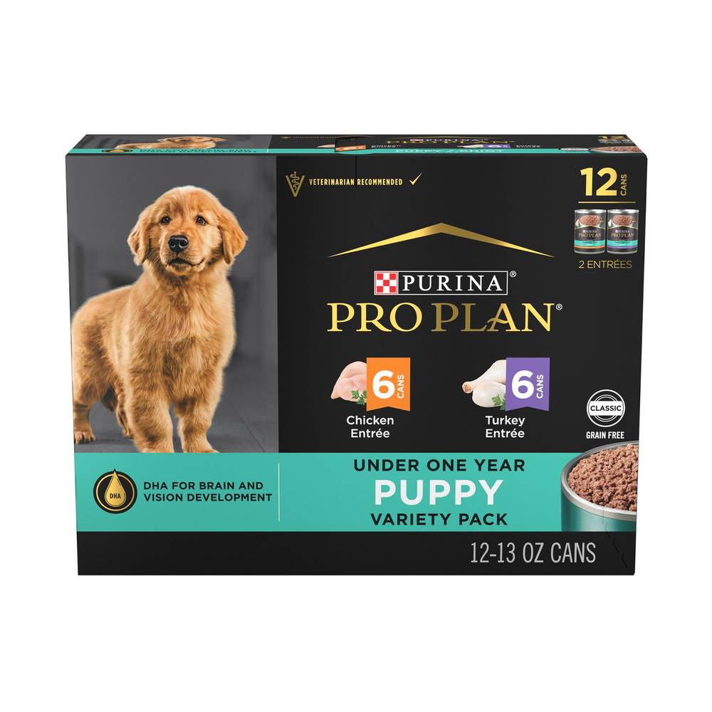 Purina Pro Plan Development Puppy Wet Dog Food - Grain Free, 13 Oz., Variety Pack, 12 Count (Flavor: Variety, Size: 13 Oz)