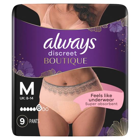 Always Discreet Boutique Underwear Incontinence Pants Plus m Peach Beige X 9