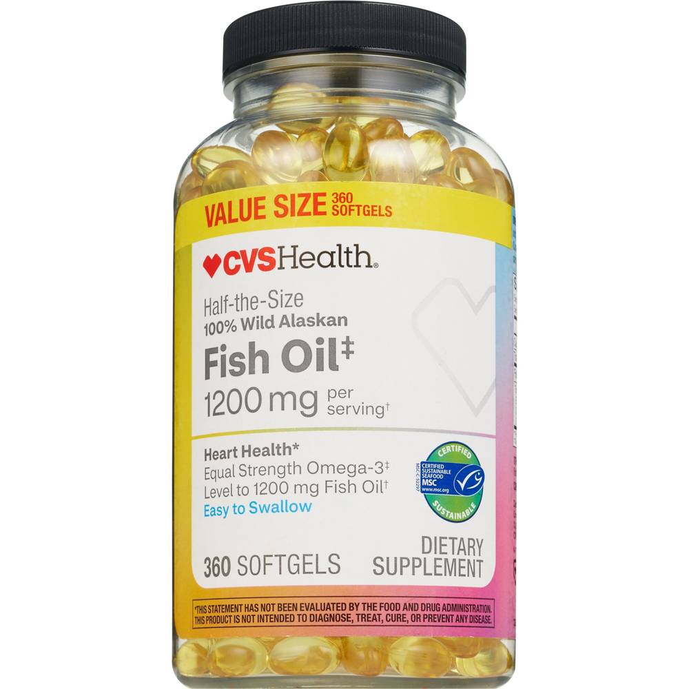 CVS Health 100% Wild Alaskan Fish Oil Softgels, 360 CT