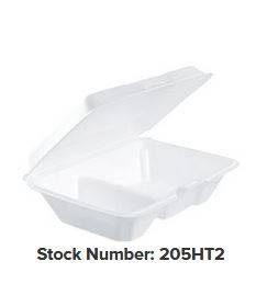 Dart- HInged 2 Compartment  Foam Tray, 9x6x2' - 200 Ct Pack (Case of 1)