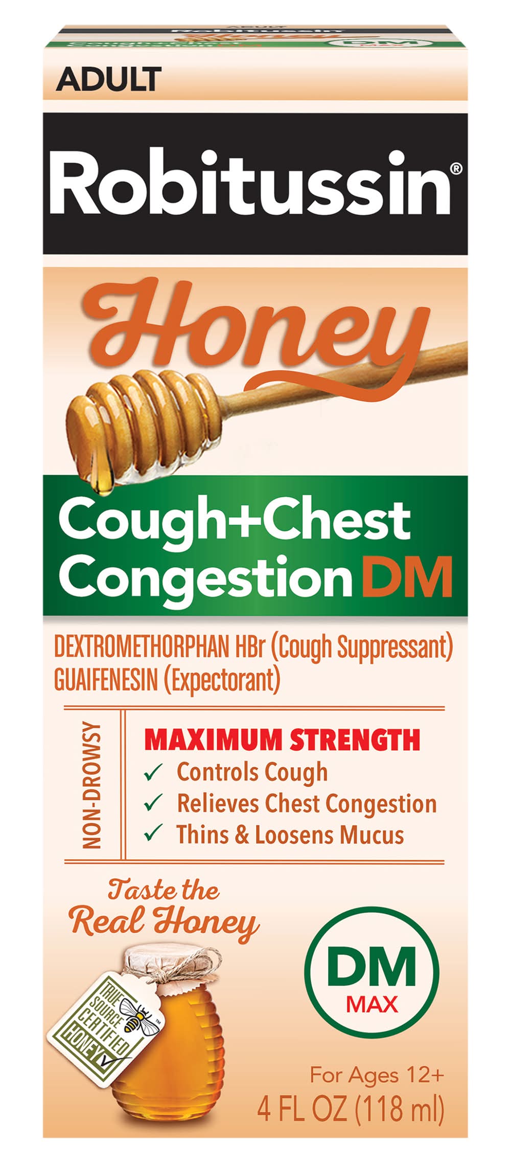 Robitussin Cough & Chest Congestion Dm Liquid, Honey (4 fl oz)