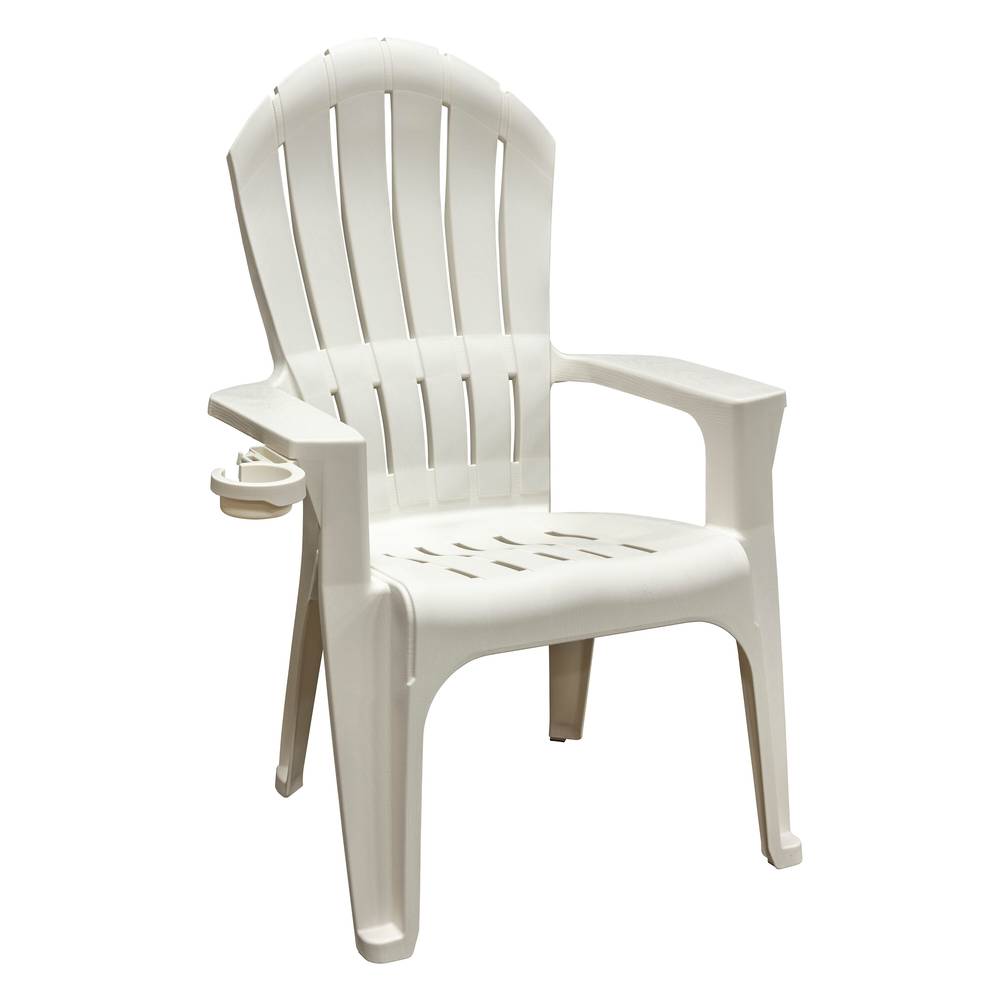 Adams Manufacturing Big Easy Adirondack Chair Stackable White Plastic Frame Stationary Adirondack Chair with Slat Seat | 8390-48-3700