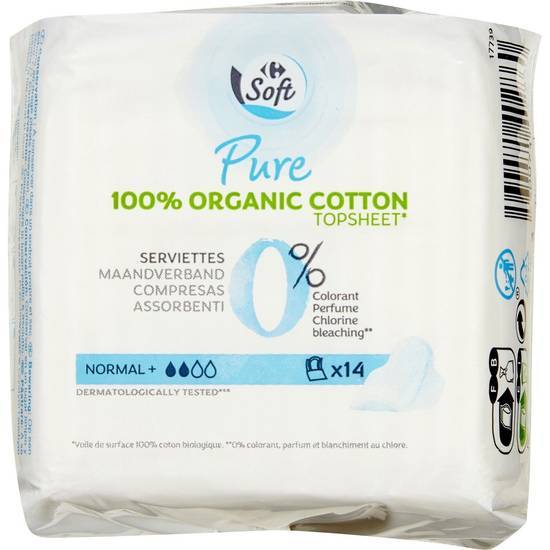 Carrefour Soft - Pure normal+ serviettes 100% coton biologique (female)