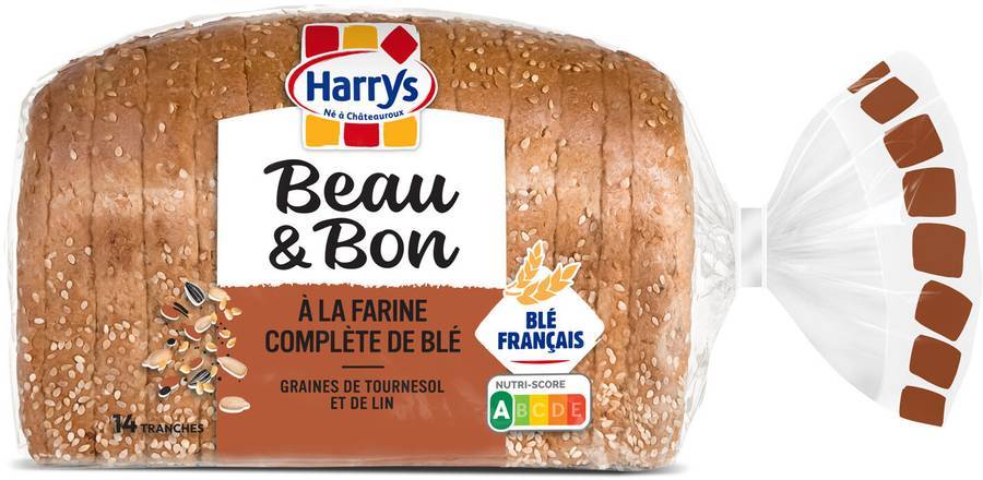 Beau & bon pain de mie complet lin tournesol 320g - harrys - 320g