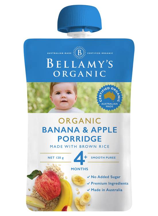 Bellamy's Organic Banana & Apple Porridge Puree 4+ Months 120g