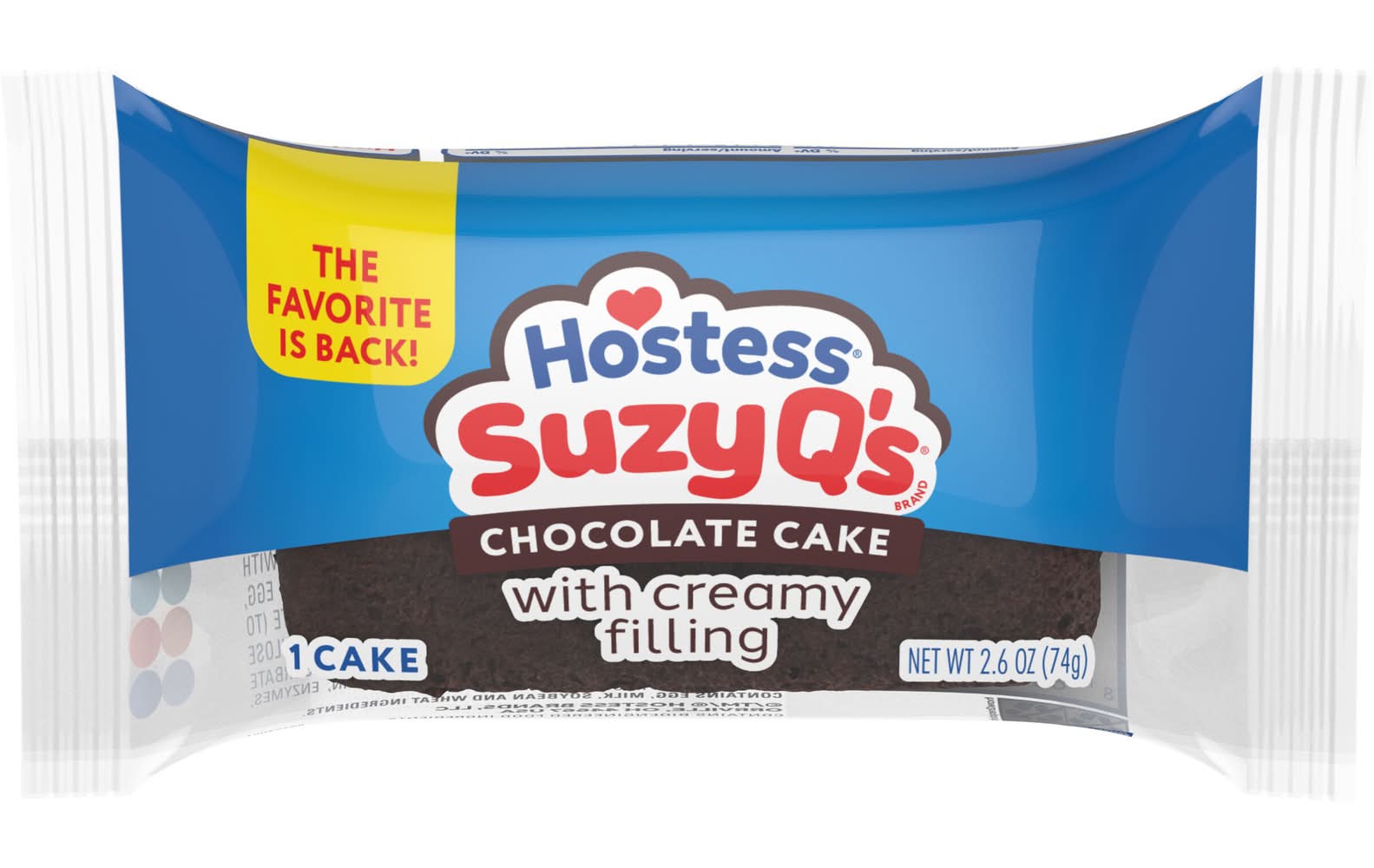 Hostess Suzy Q’s Snack Cake With Creamy Filling, Chocolate (2.6 oz)