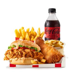Reg Fully Loaded Box Meal With Zinger Burger And Buddy Drink