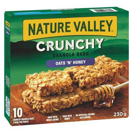 Nature valley bars barres croquantes à l'avoine et au miel crunchy (10 unités, 230 g) - crunchy oats 'n' honey bars (10 units, 230 g)