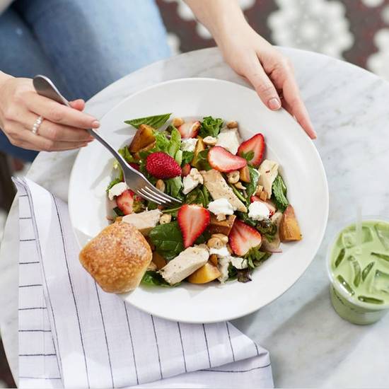 Strawberry, Roasted Peach & Chicken Salad